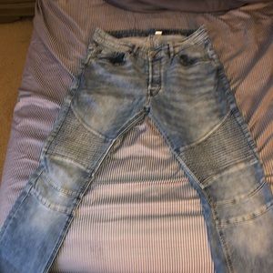 Men’s blue h&m skinny biker jeans size 36